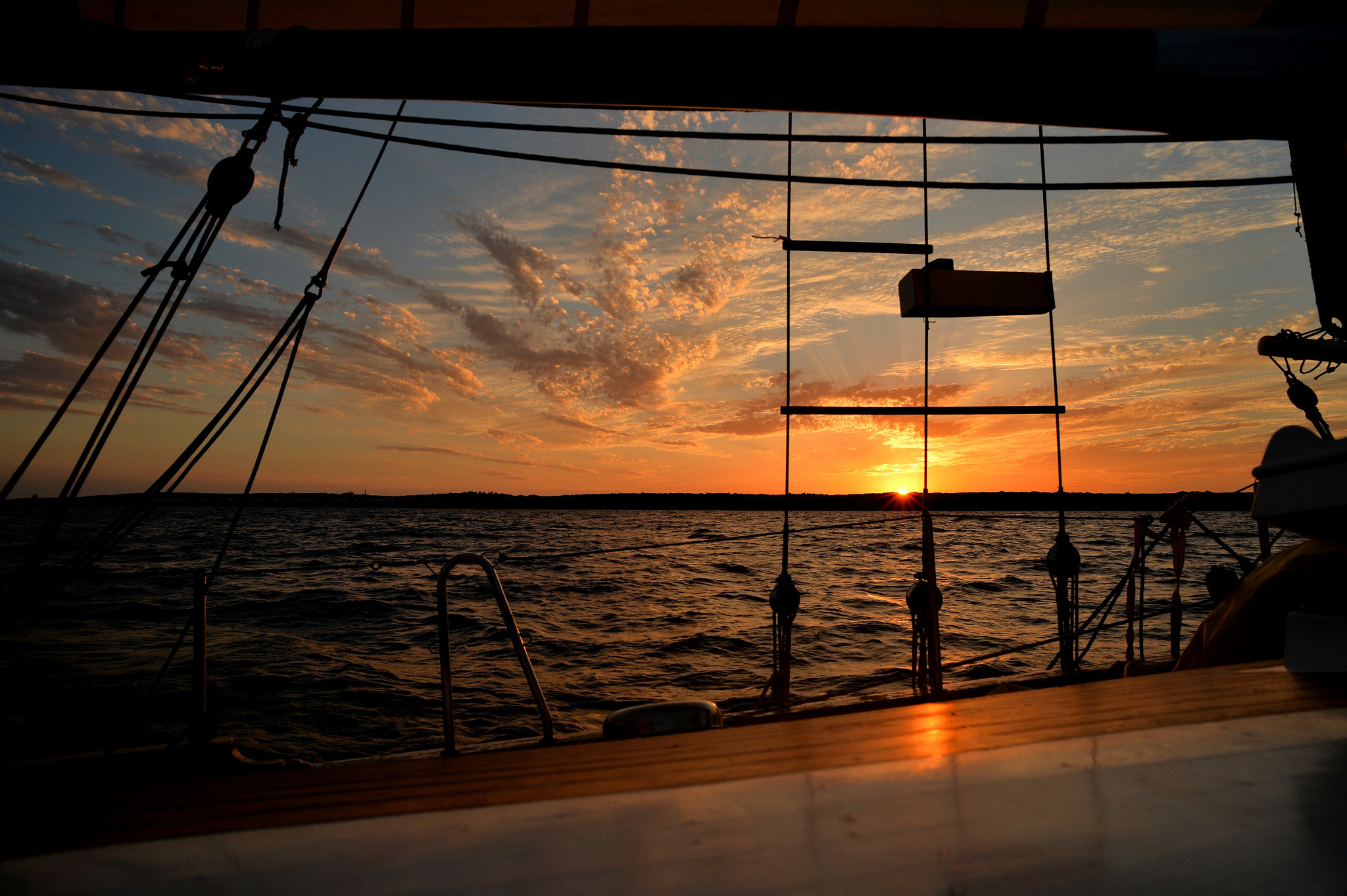 Sailing at sun set time