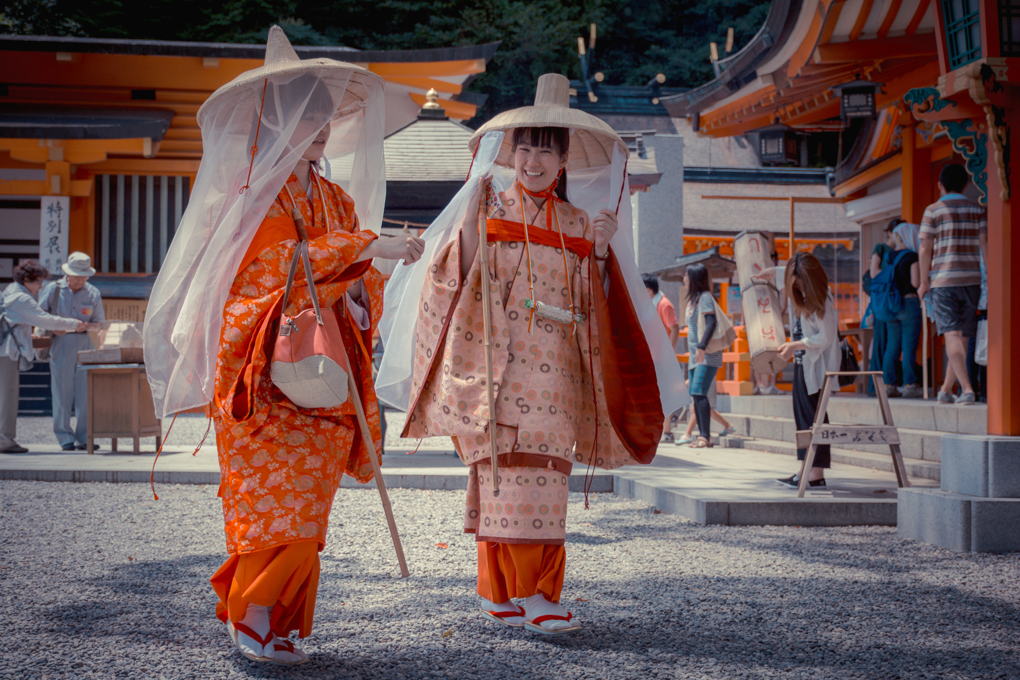 Japanese girls in traditional Kimonos
