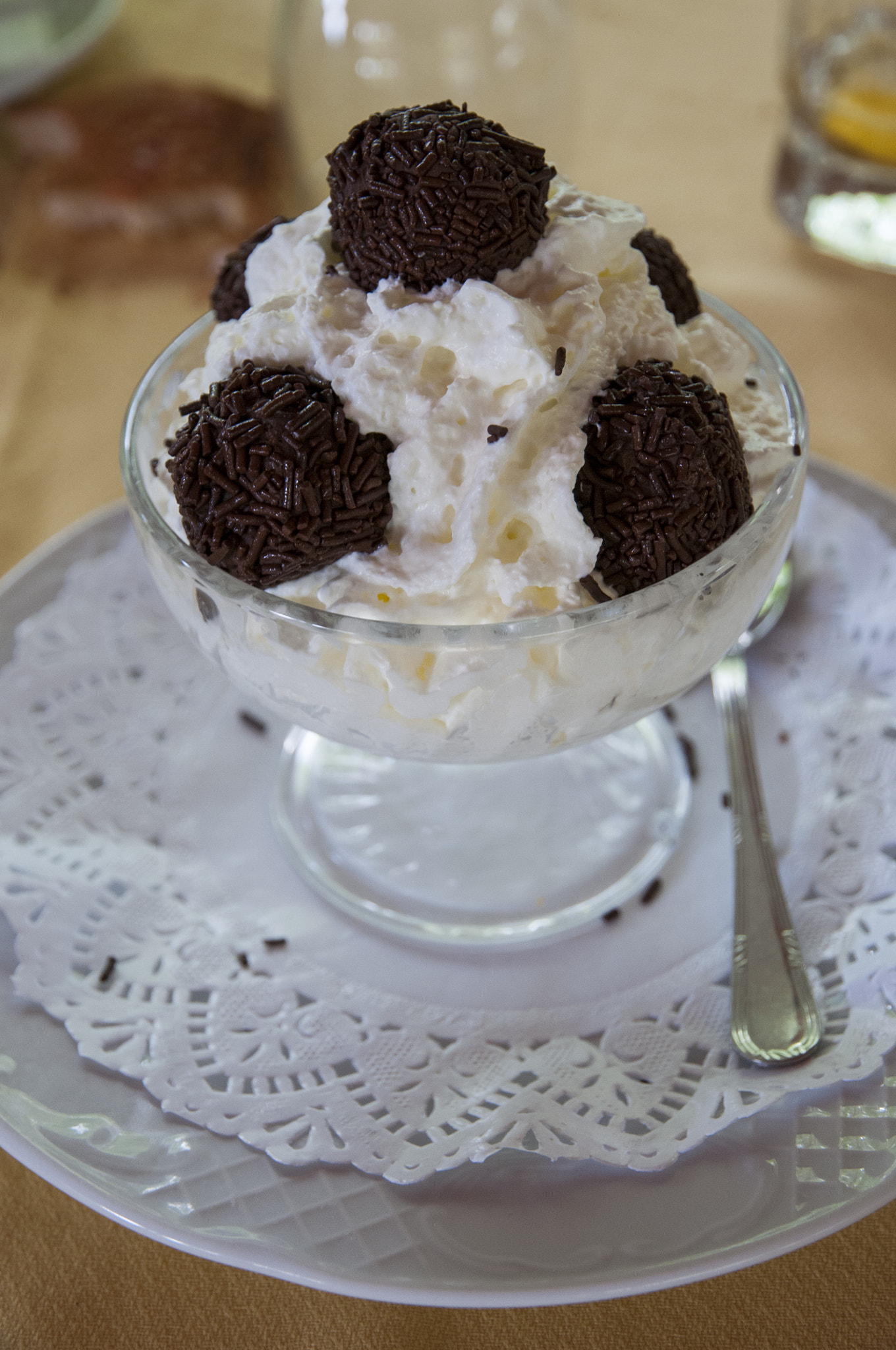 cup of cream with truffles