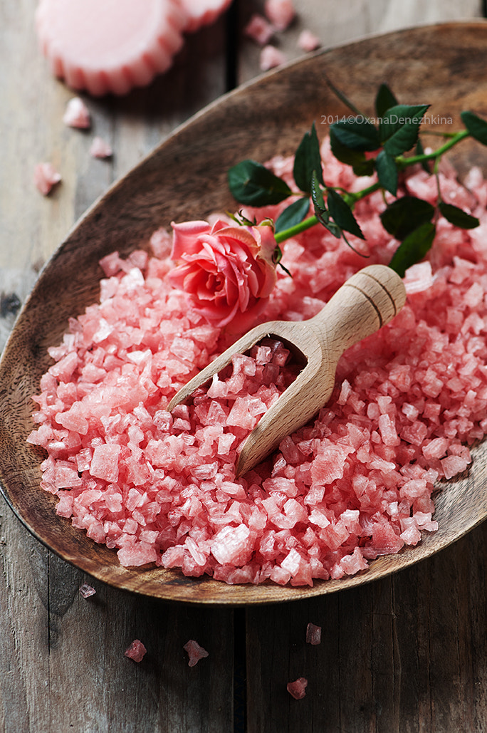 Spa concept with soap and pink salt