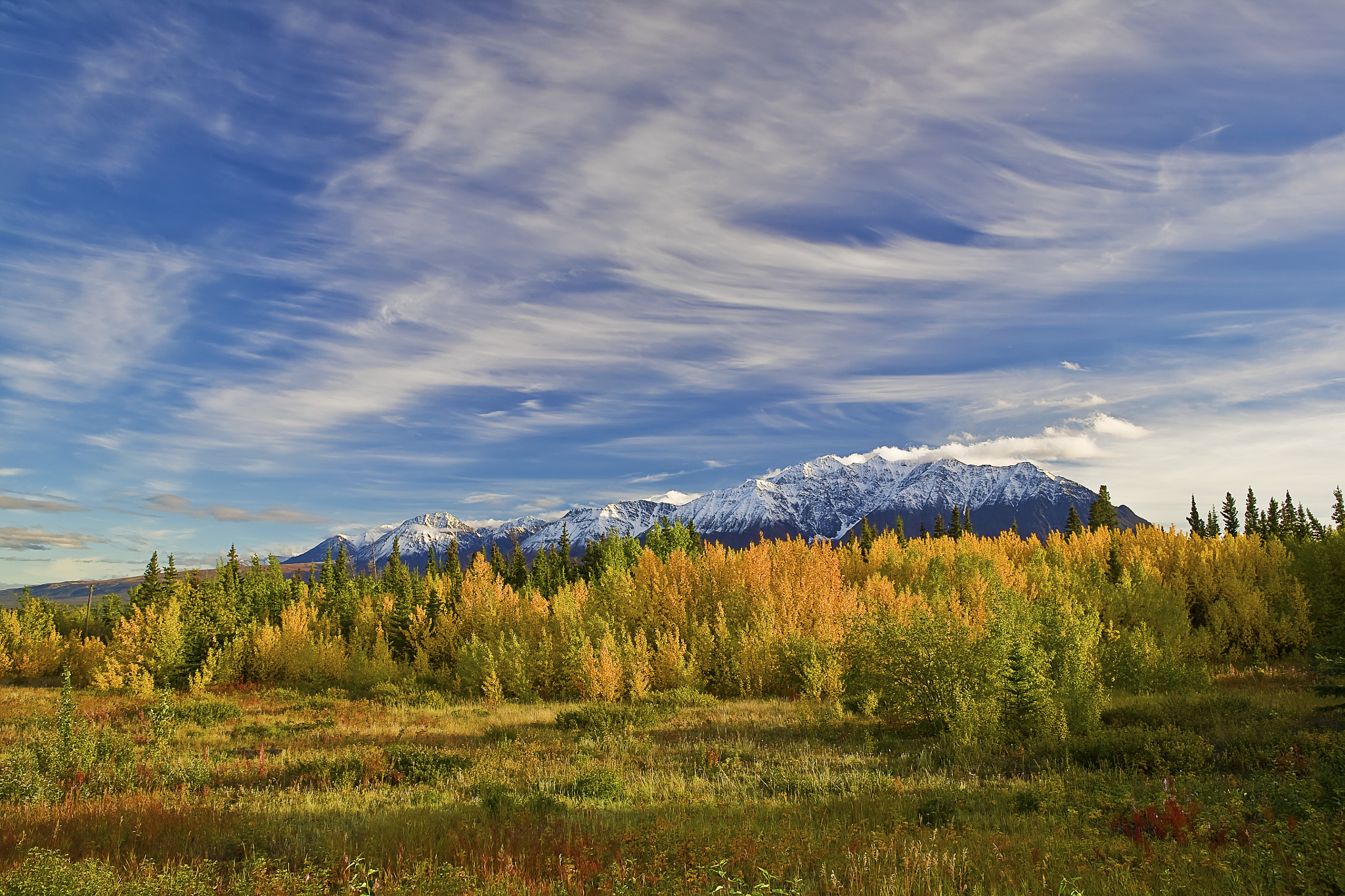 Canada, Yukon, Alaska Highway, Haines Junction,  Sunset, Fall Colors, 加拿大,  育空,  阿拉斯加高速公路, 秋色