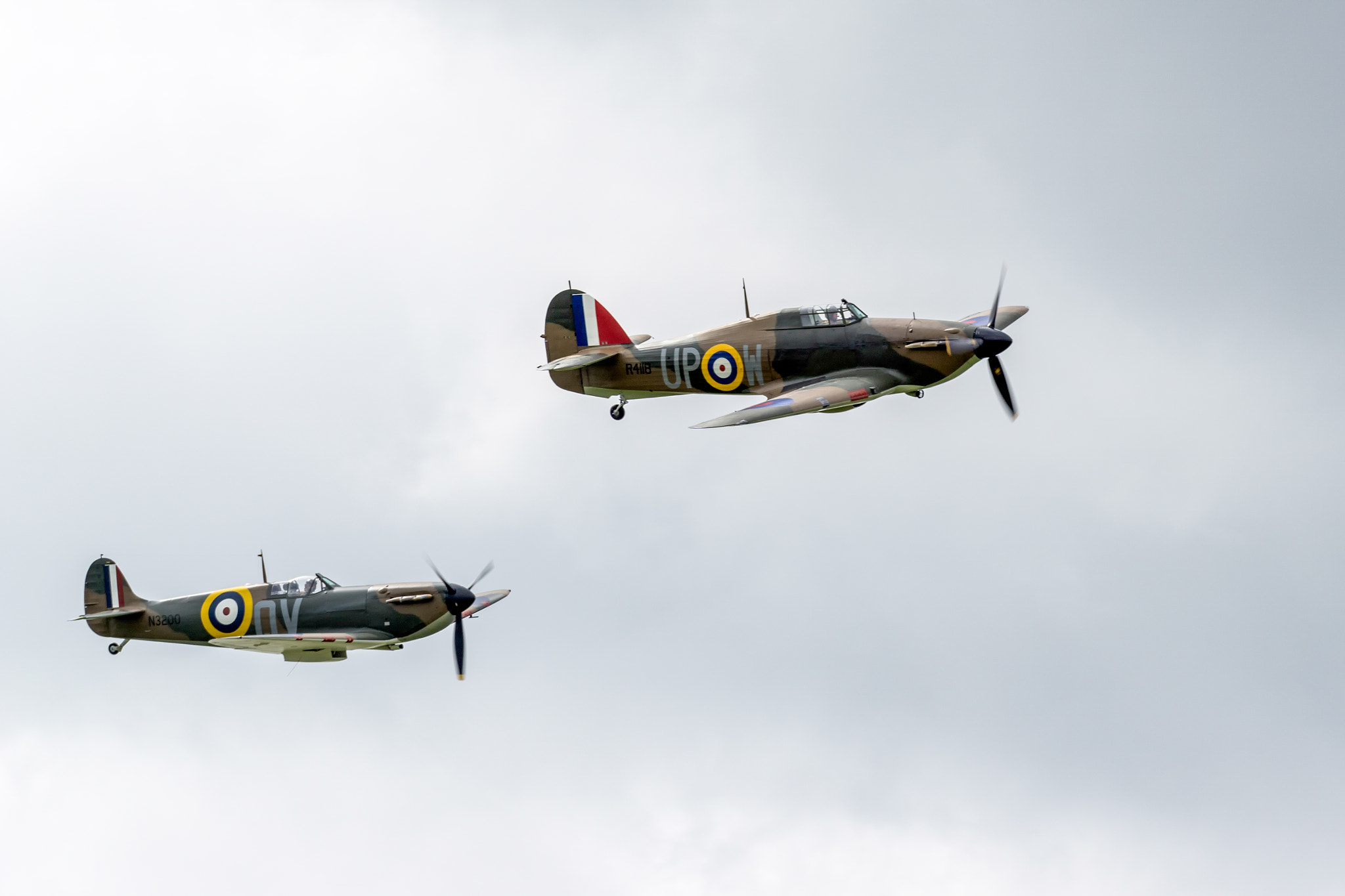 Hawker Hurricane I R4118 and Spitfire Mk IXT PV202 QV