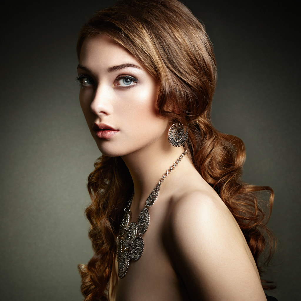 Beauty woman with long curly hair. Beautiful girl with elegant h by ...
