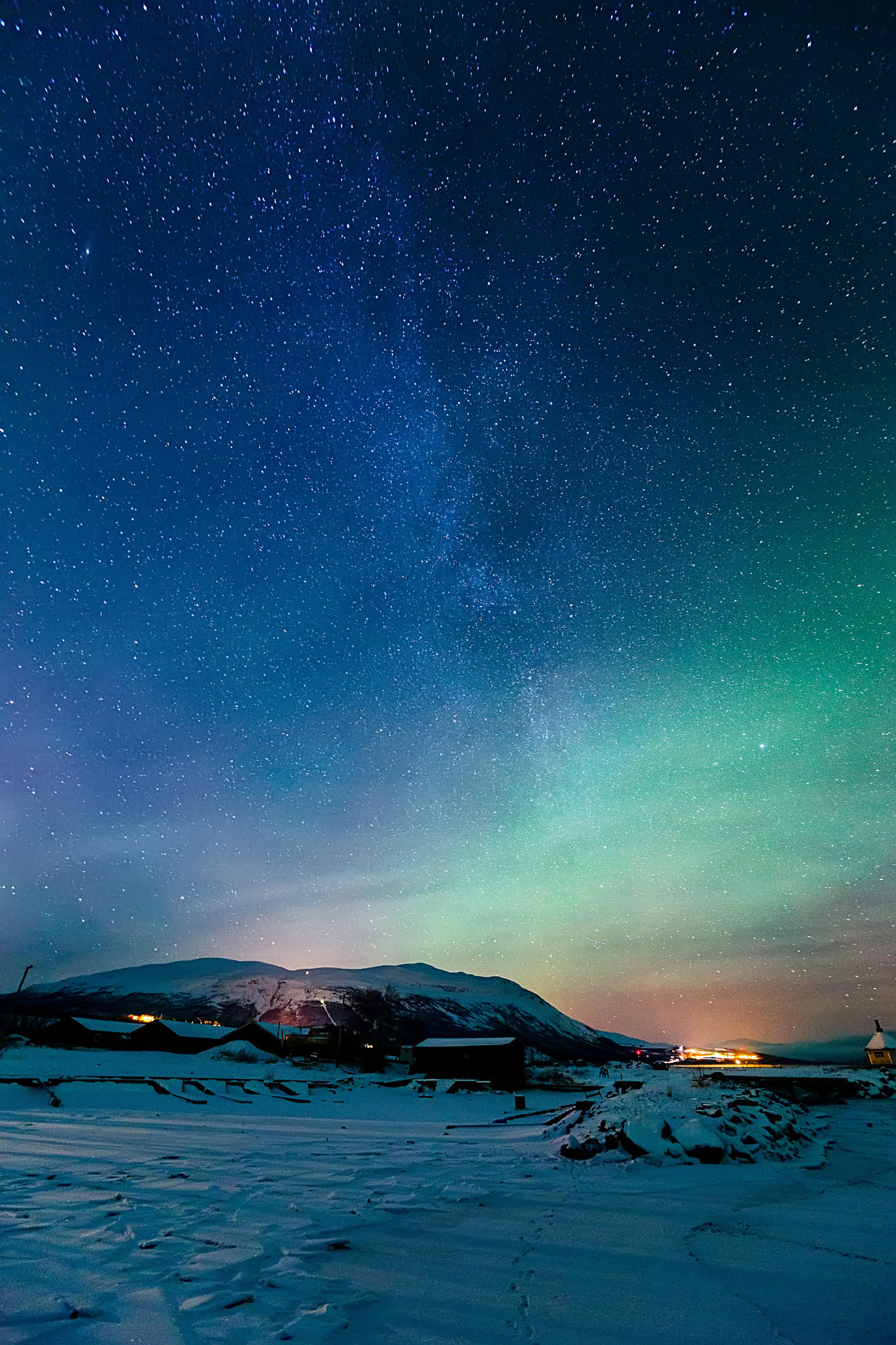 Milky way with northern light