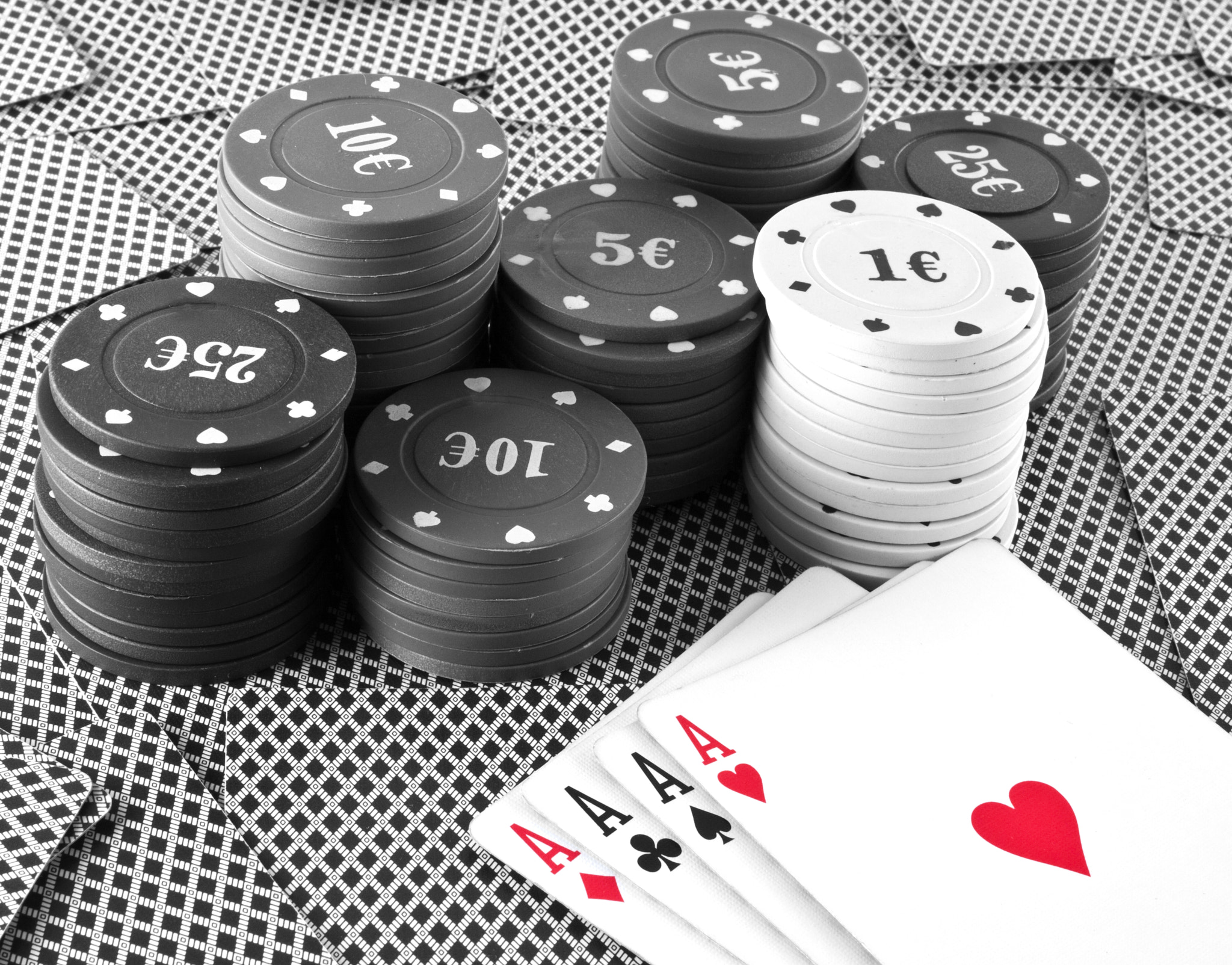 poker cards black and white