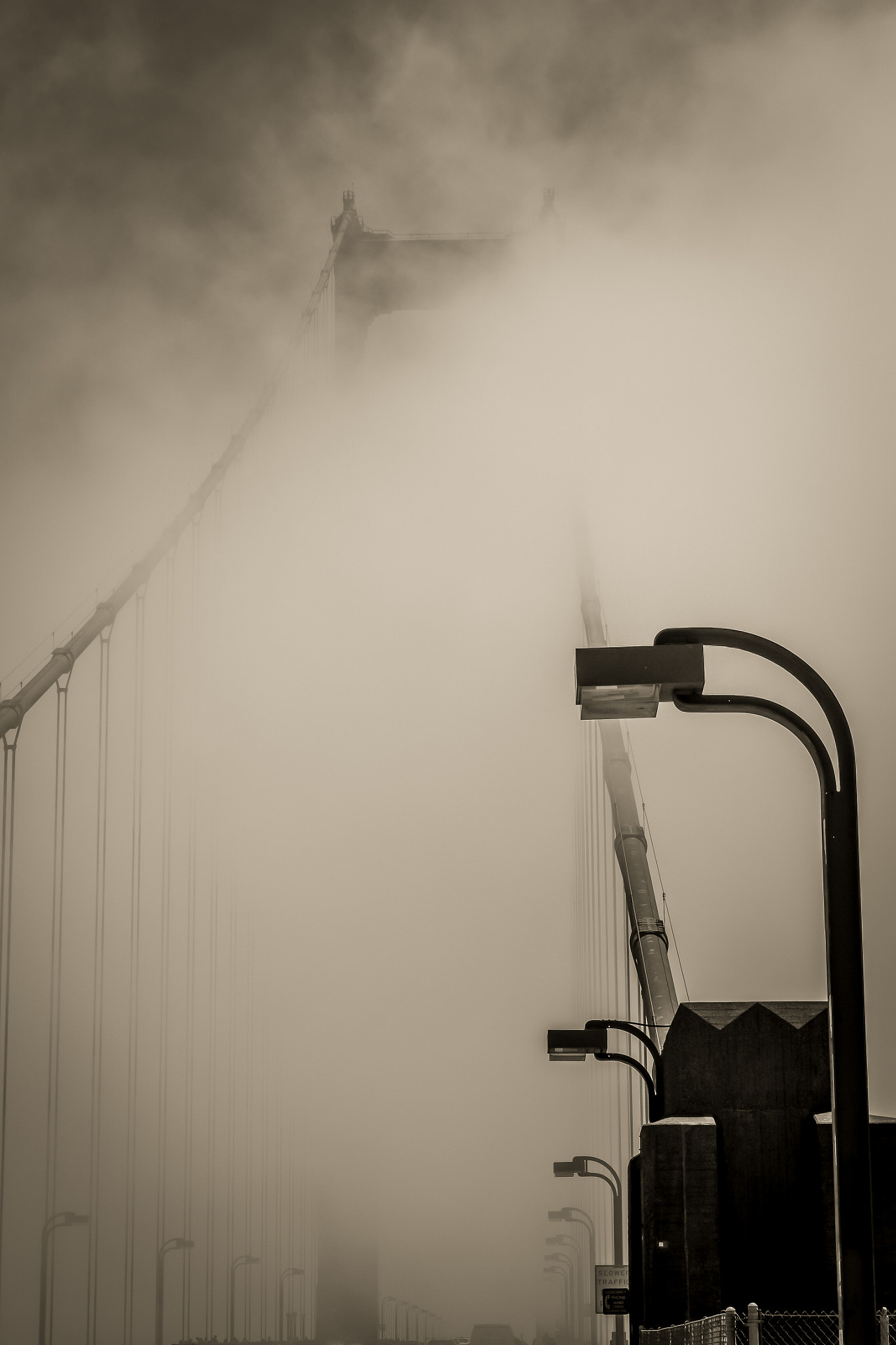 Golden Gate in clouds