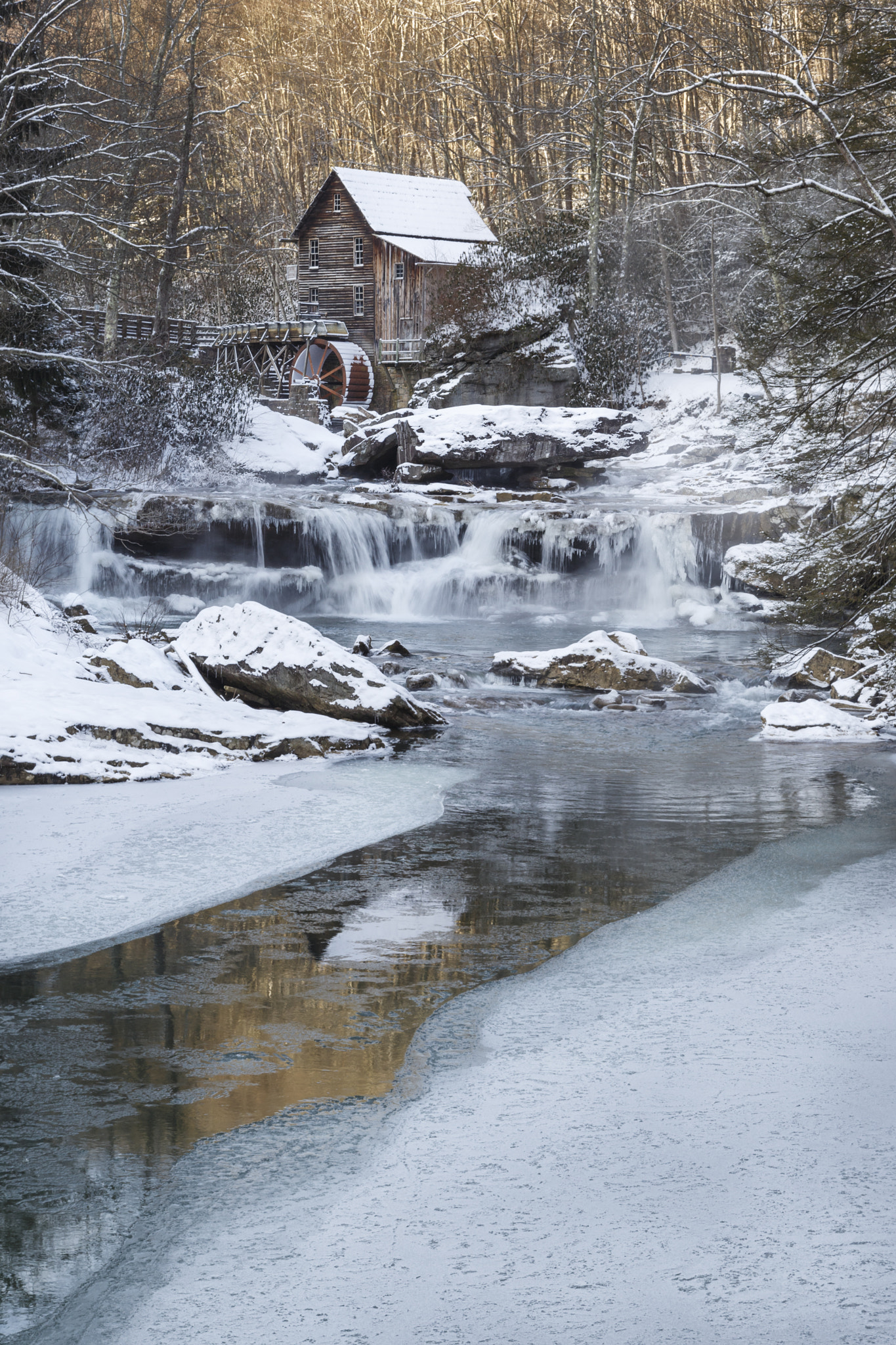 Grist Mill Winter's Reflection